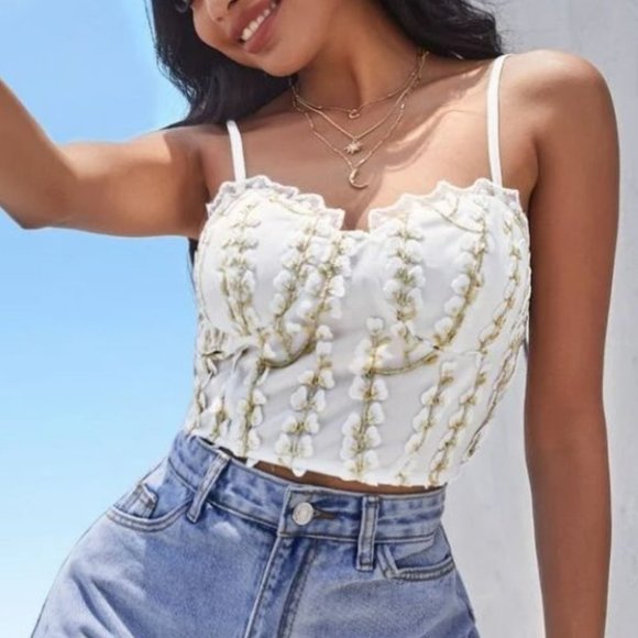 . Tops - Embroidery Bustier Cami Top